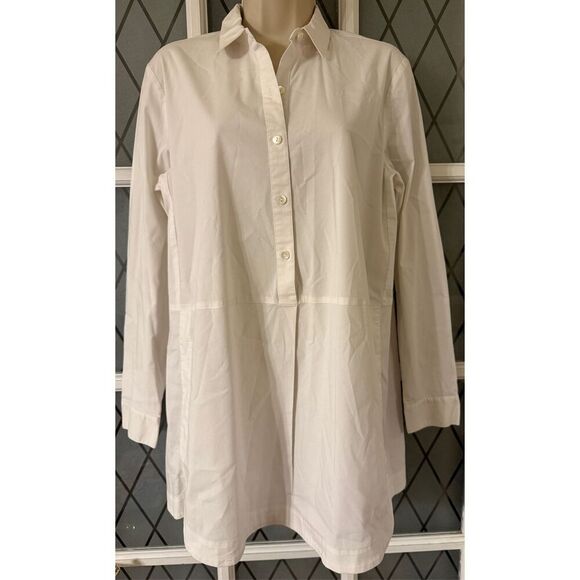 J. Jill White Shirt Collection Womens Small Quarter Button Up Tunic Top Career - Picture 2 of 8